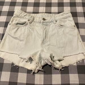 H&M Divided Distressed High Waisted Jean Shorts Women's Size 6 Very Light Wash